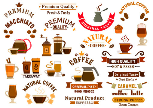 Coffee and desserts icons for cafe signboards