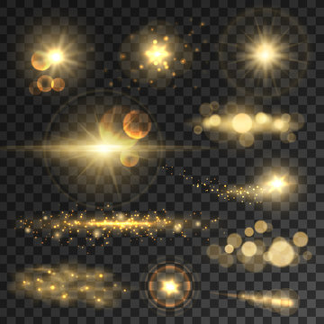 Golden glitter bokeh lights and sparkles