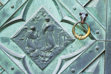 Detail of a door knob of St. Mary's Basilica