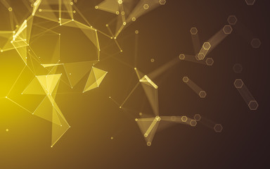 Abstract polygonal space low poly dark background, 3d rendering