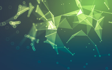 Abstract polygonal space low poly dark background, 3d rendering