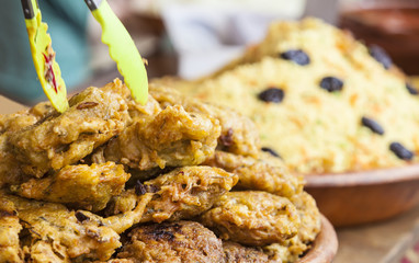 Vegetables fried rolls in batter also called Mshat Zahra