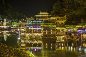 Feng Huang at night, ancient city in Hunan