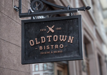 Hanging Wall Sign Mockup 01