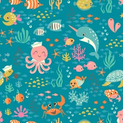 Acrylic prints Sea life Happy underwater life pattern