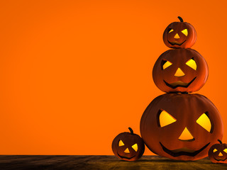 halloween pumpkins on orange background