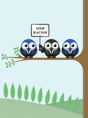Representation of bigotry with stop racism message