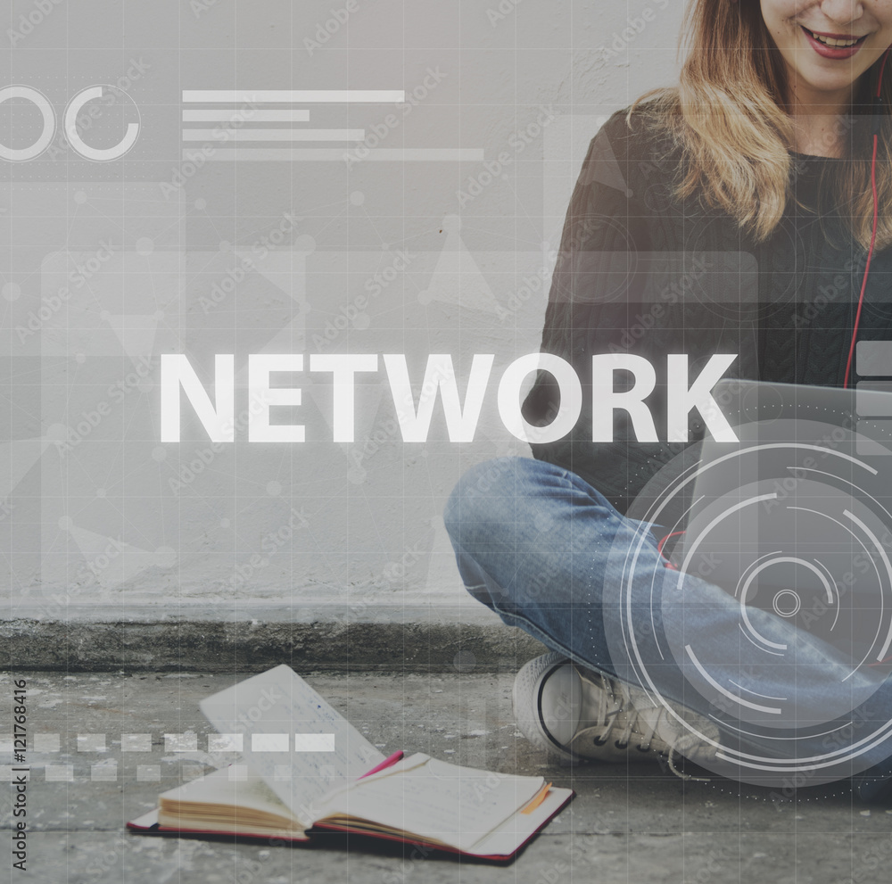 Poster computer network digital connection technology concept