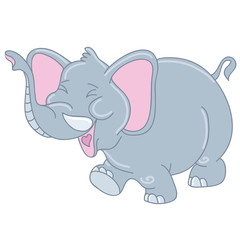 Laughing elephant vector cartoon illustration