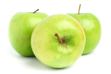 Green apple fruit on white background