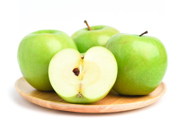 Green apple fruit on white background