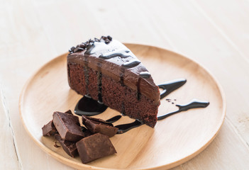 chocolate cake on wood