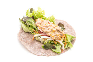 wrap salad roll with tuna corn salad