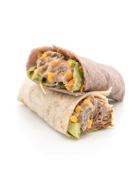 wrap salad roll with tuna corn salad