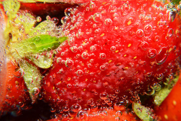 strawberry fresh in soda water