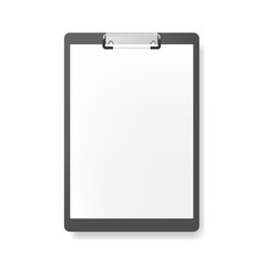 Realistic clipboard folder with blank white sheet of paper mockup