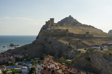 Ancient Genoese fortress in Sudak town. Crimea, Russia. Ukraine