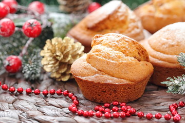 Christmas muffins covered powdered sugar