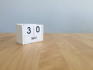 May 30th.May 30 white wooden calendar on vintage wood abstract b
