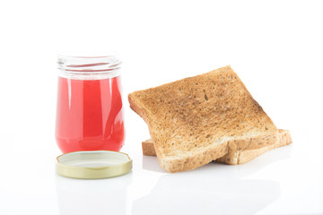 Fototapeta na wymiar Strawberry jam bread