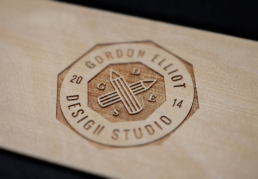 Wood Engraved Logo Mockup 01