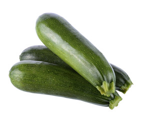 green zucchini vegetables isolated on white