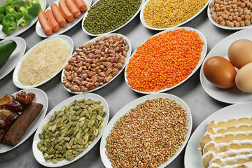 Plate with different products. Health care concept