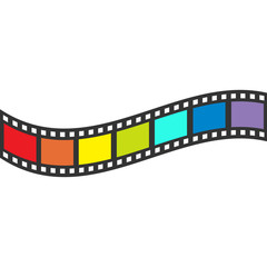 Fototapeta premium Rainbow flag Film strip frame. Wave shape ribbon. Design element. White background. LGBT Gay movie cinema sign symbol. Isolated. Flat .