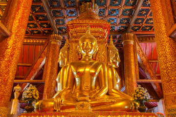 Fototapeta na wymiar Buddha image in church of Wat Phumin, Nan, Thailand