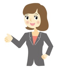 ビジネスウーマン　表情　こちら
