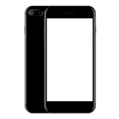 vector, mockup phone front and side view black color on white background