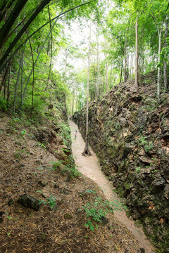 Hellfire Pass in valley damp mountain history of world war II at