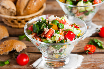 tabbouleh salad with vegetables and couscous