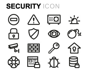 Vector black line security icons set