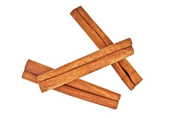 Cinnamon sticks on white background