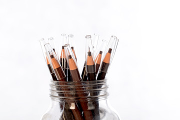 Eyebrow pencil on white background ,selective focus