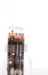 Eyebrow pencil on white background ,selective focus