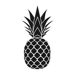 Pineapple with leaf icon. Tropical fruit isolated on white background. Symbol of food, sweet, exotic and summer, vitamin, healthy. Nature logo dessert. Flat concept. Design element Vector illustration - obrazy, fototapety, plakaty