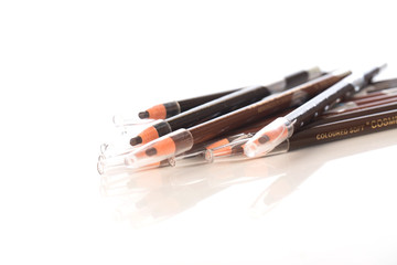 Eyebrow pencil on white background ,selective focus