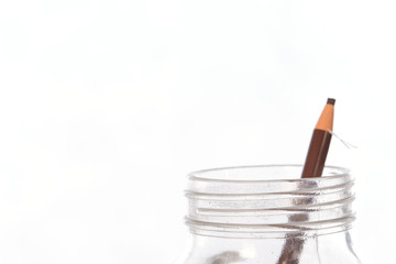 Eyebrow pencil on white background ,selective focus