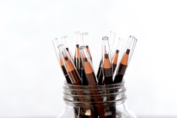 Eyebrow pencil on white background ,selective focus