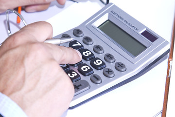 working with calculator in office