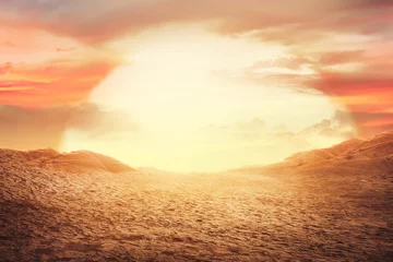 Selbstklebende Fototapete Sandige Wüste Sonnenuntergang in der Wüste