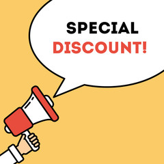 red megaphone with special discount sign