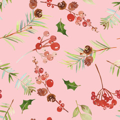 Watercolor seamless Christmas pattern