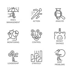 line vector set icons symbol business process