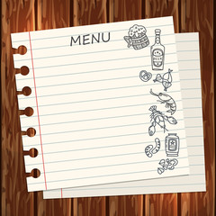 Beer menu template on wooden surface