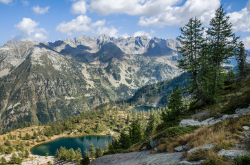 Fototapeta na wymiar Lake of Martel in the valley of Riofreddo, in Italy, seen from a nearby peak