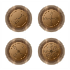 ukulele chromium copper web button set,vector Illustration EPS10