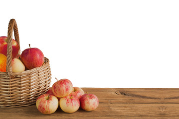 Apple in basket on white